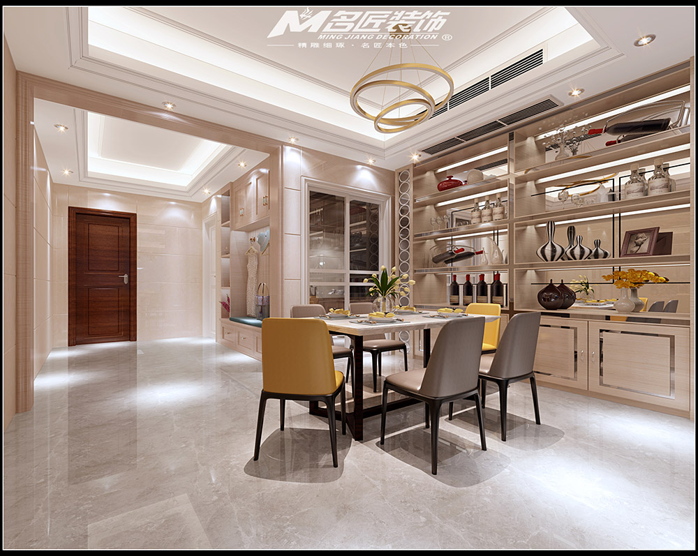 轻奢风格室内装修效果图-福临门三居115平米-餐厅 轻奢风格室内装修效果图-福临门三居115平米-餐厅