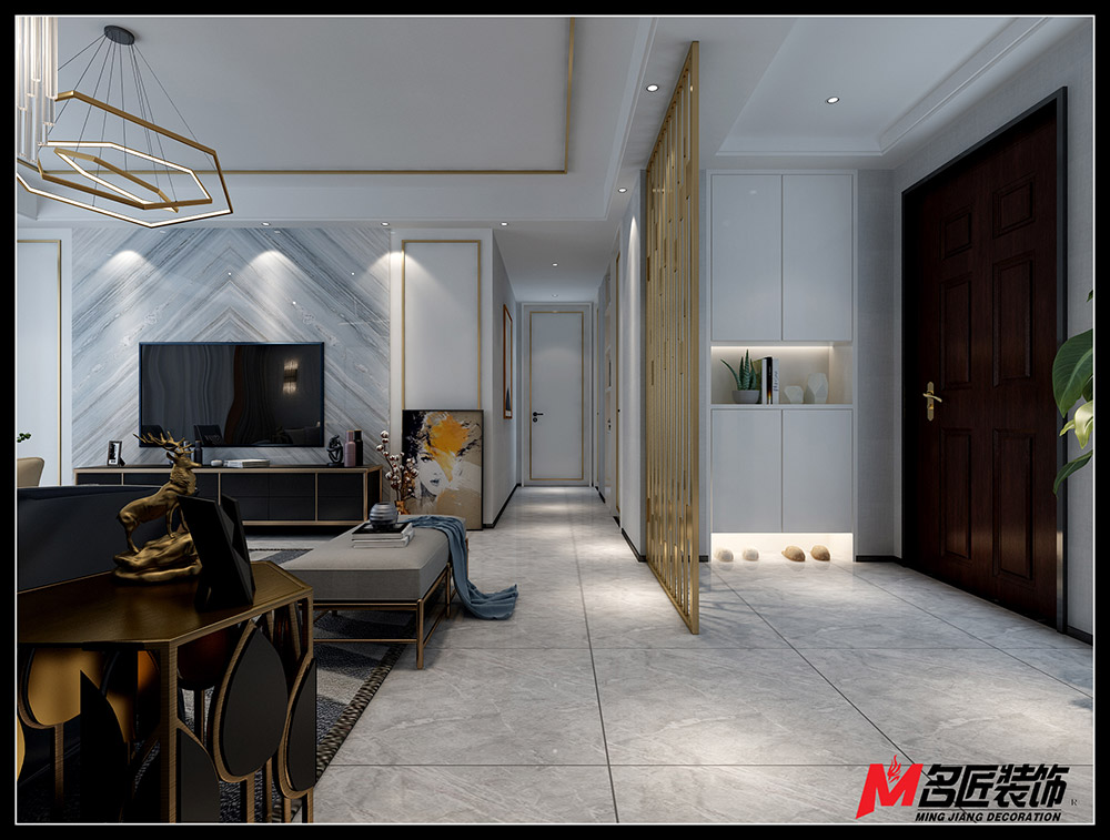 轻奢风格室内装修效果图-城市港湾三居180平米-玄关 轻奢风格室内装修效果图-城市港湾三居180平米-玄关