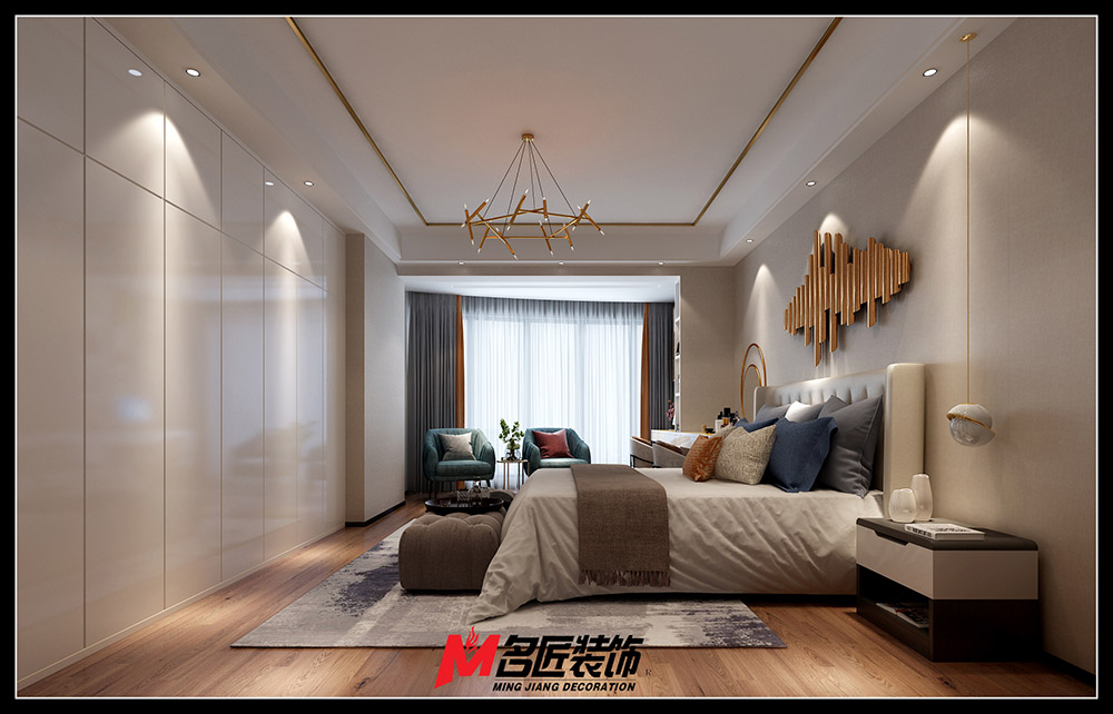 轻奢风格室内装修效果图-城市港湾三居180平米-次卧 轻奢风格室内装修效果图-城市港湾三居180平米-次卧