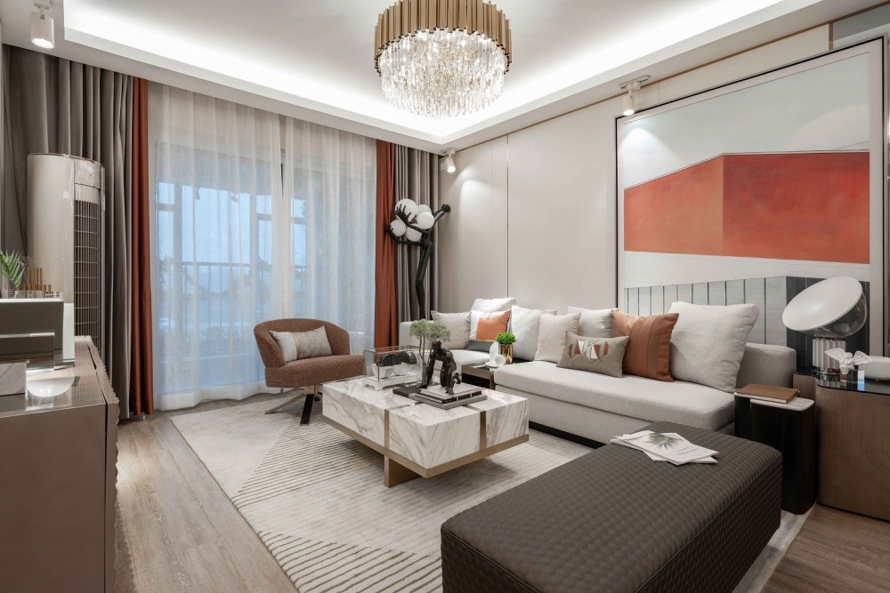 欧式轻奢风格室内家装案例效果图-客厅 欧式轻奢风格室内家装案例效果图-客厅